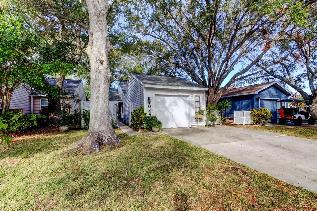 a front view of a house with a yard and trees