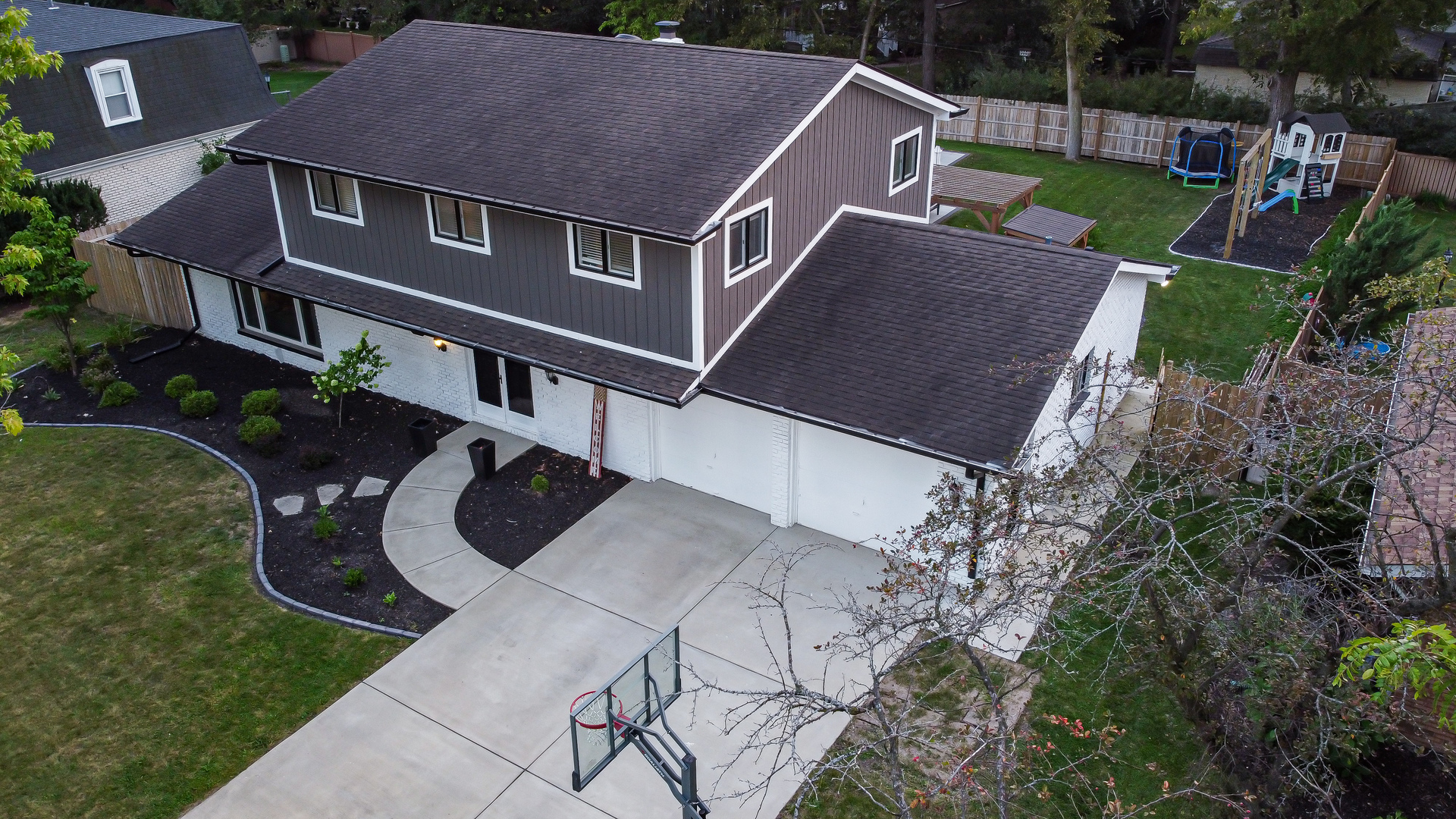 an aerial view of a house