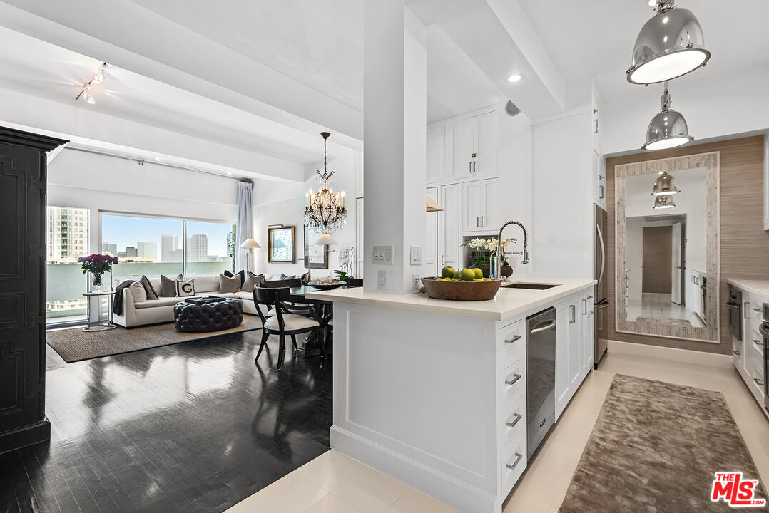 a kitchen with lots of counter top space