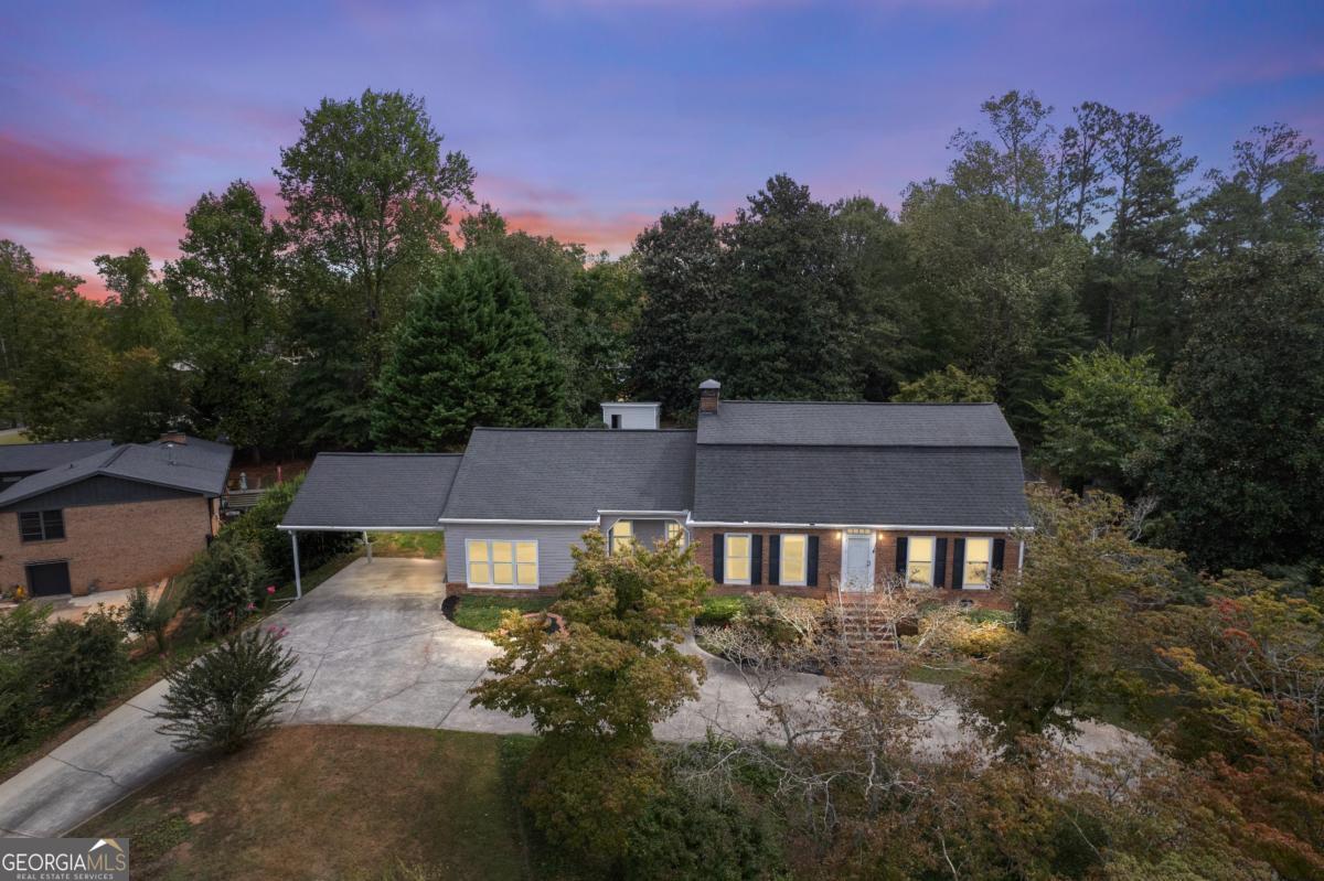 an aerial view of a house