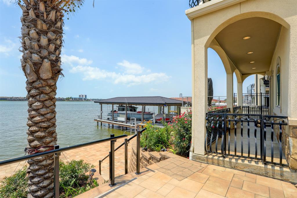 a balcony with view of lake