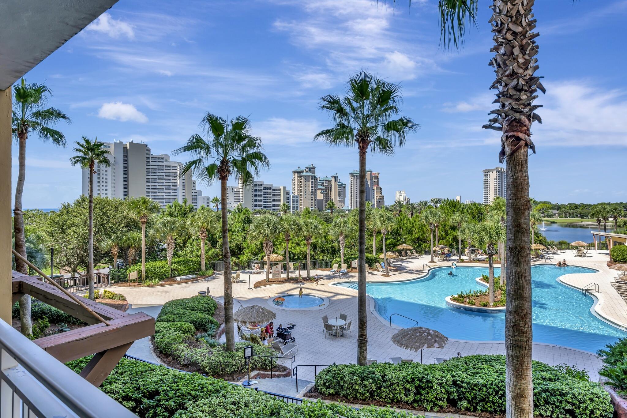 a view of a yard with palm tree