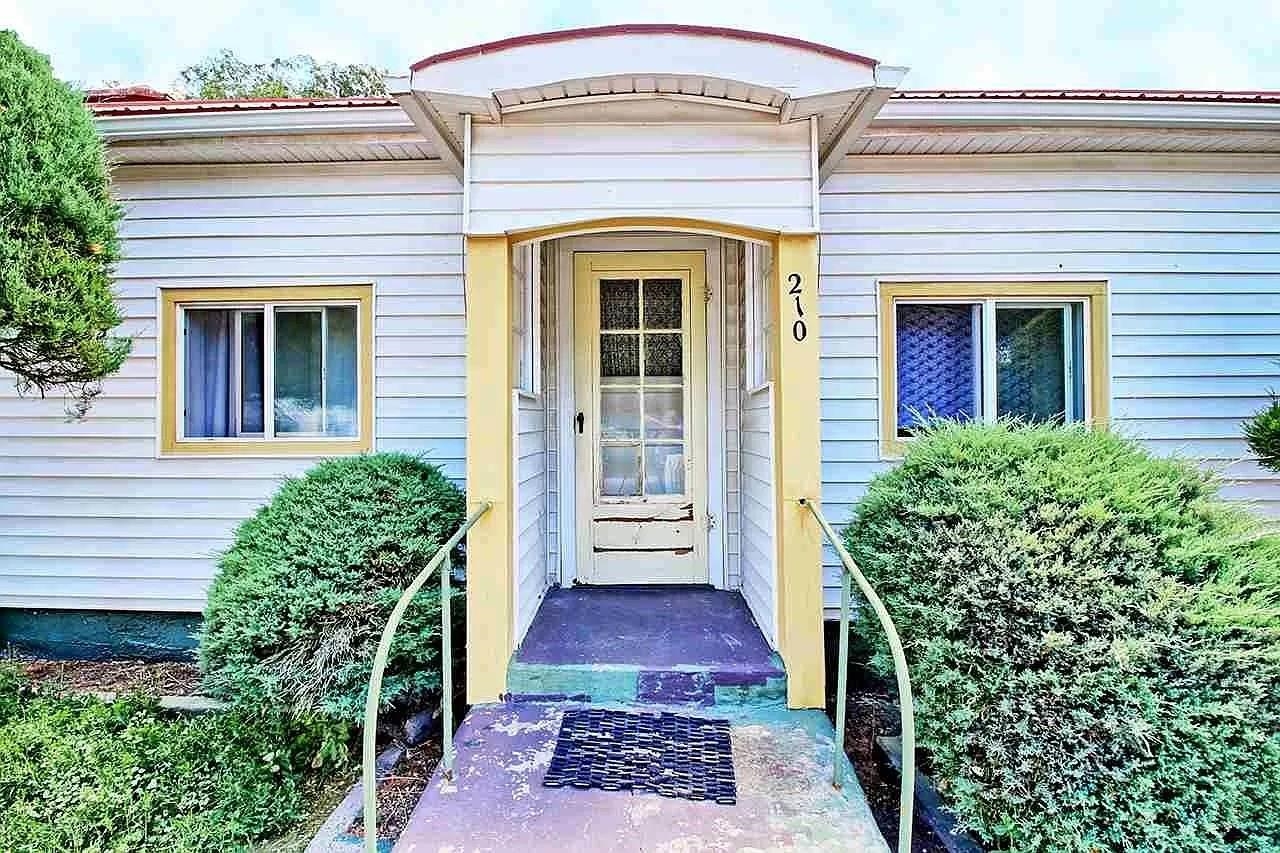 front view of a house with a door