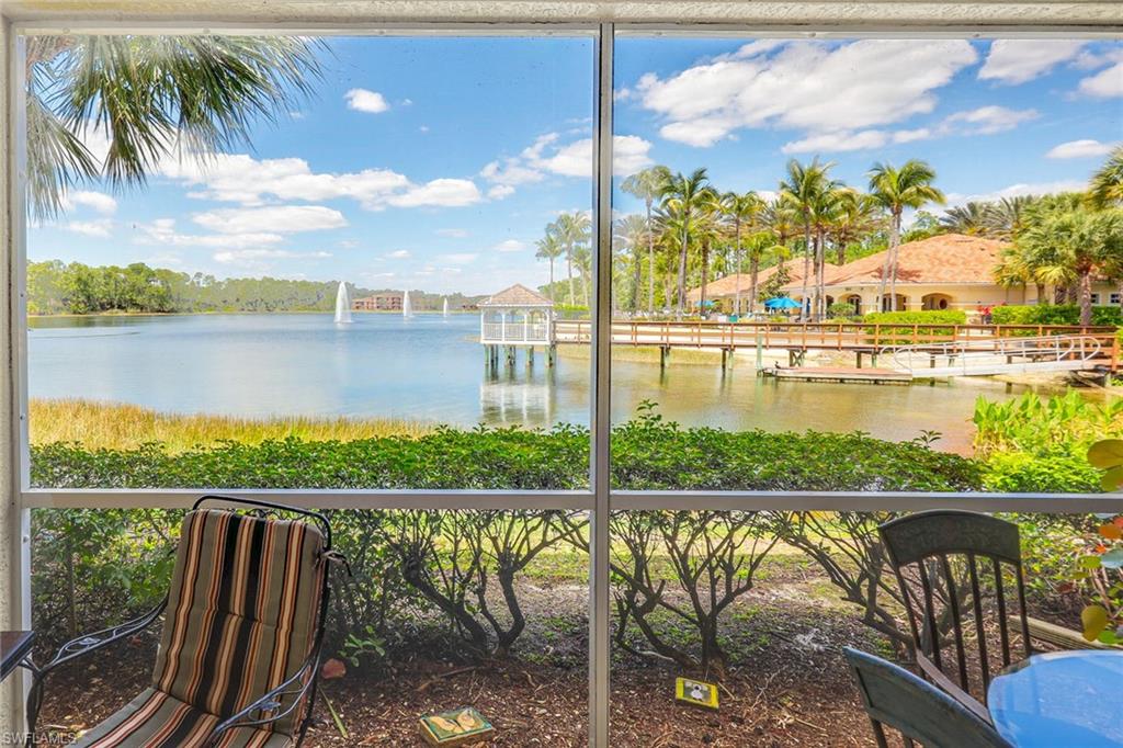 a view of a balcony with lake view