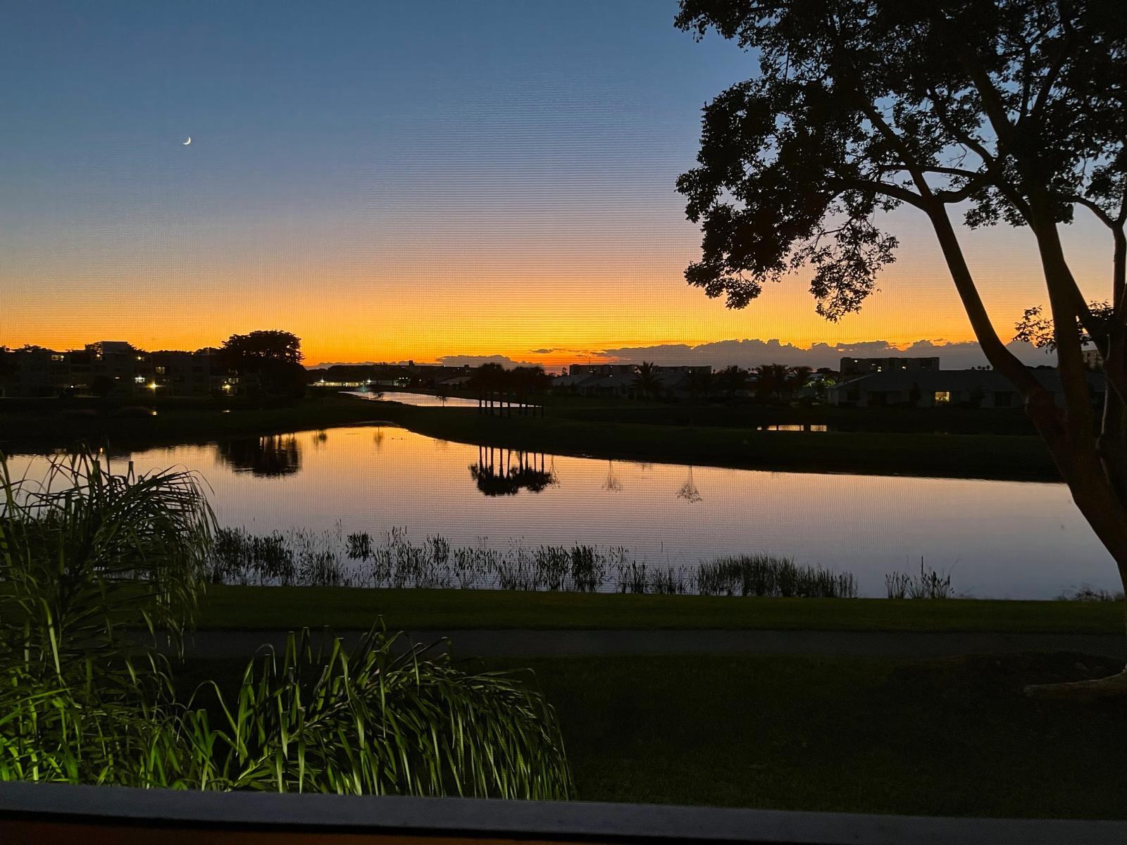 a view of lake from balcony