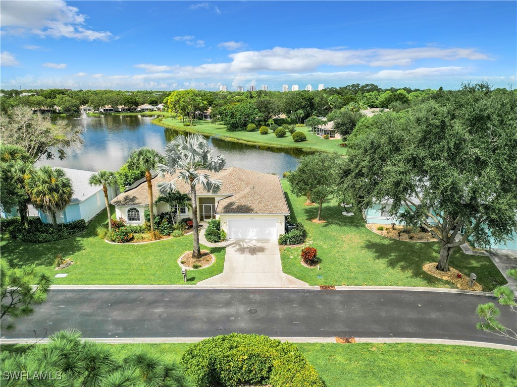 a view of a lake with houses