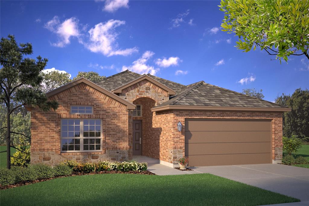 front view of a house with a garden