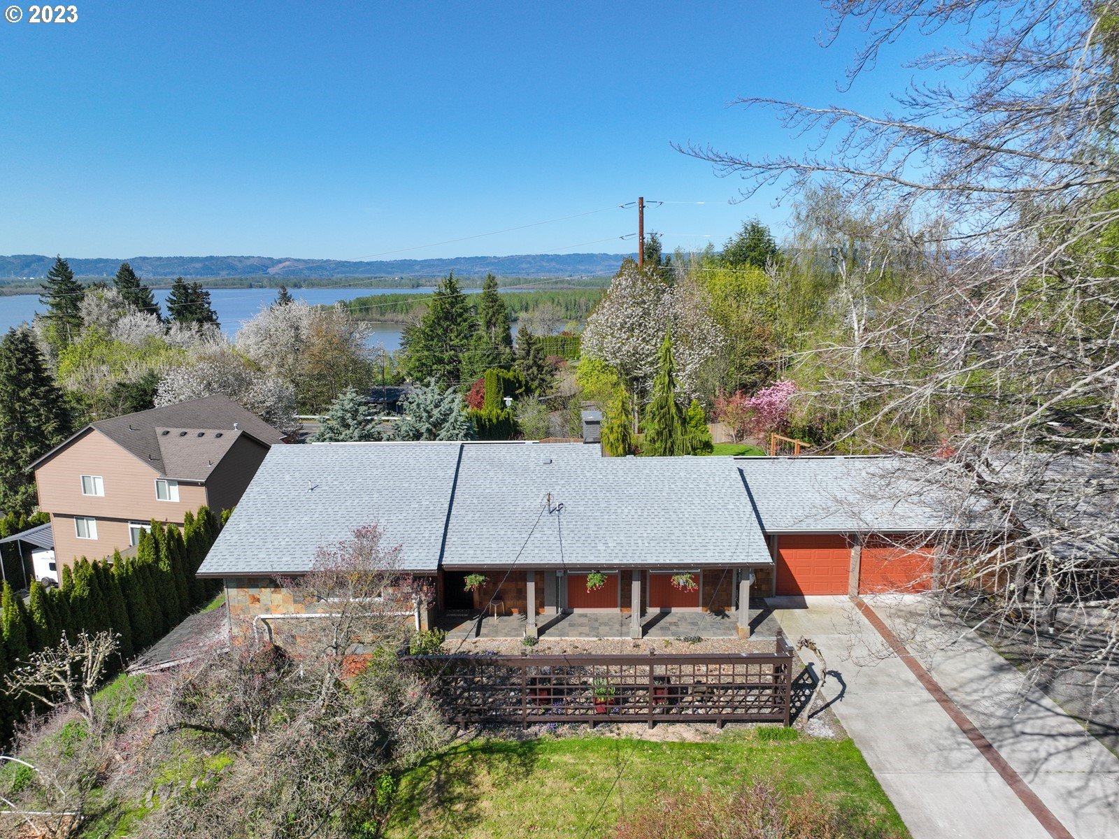 an aerial view of a house