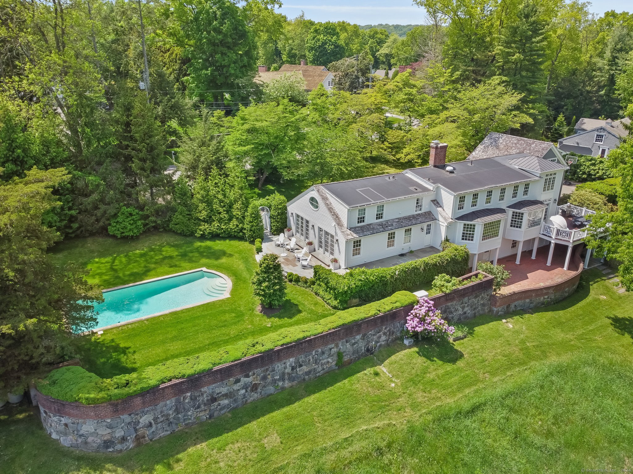 an aerial view of a house