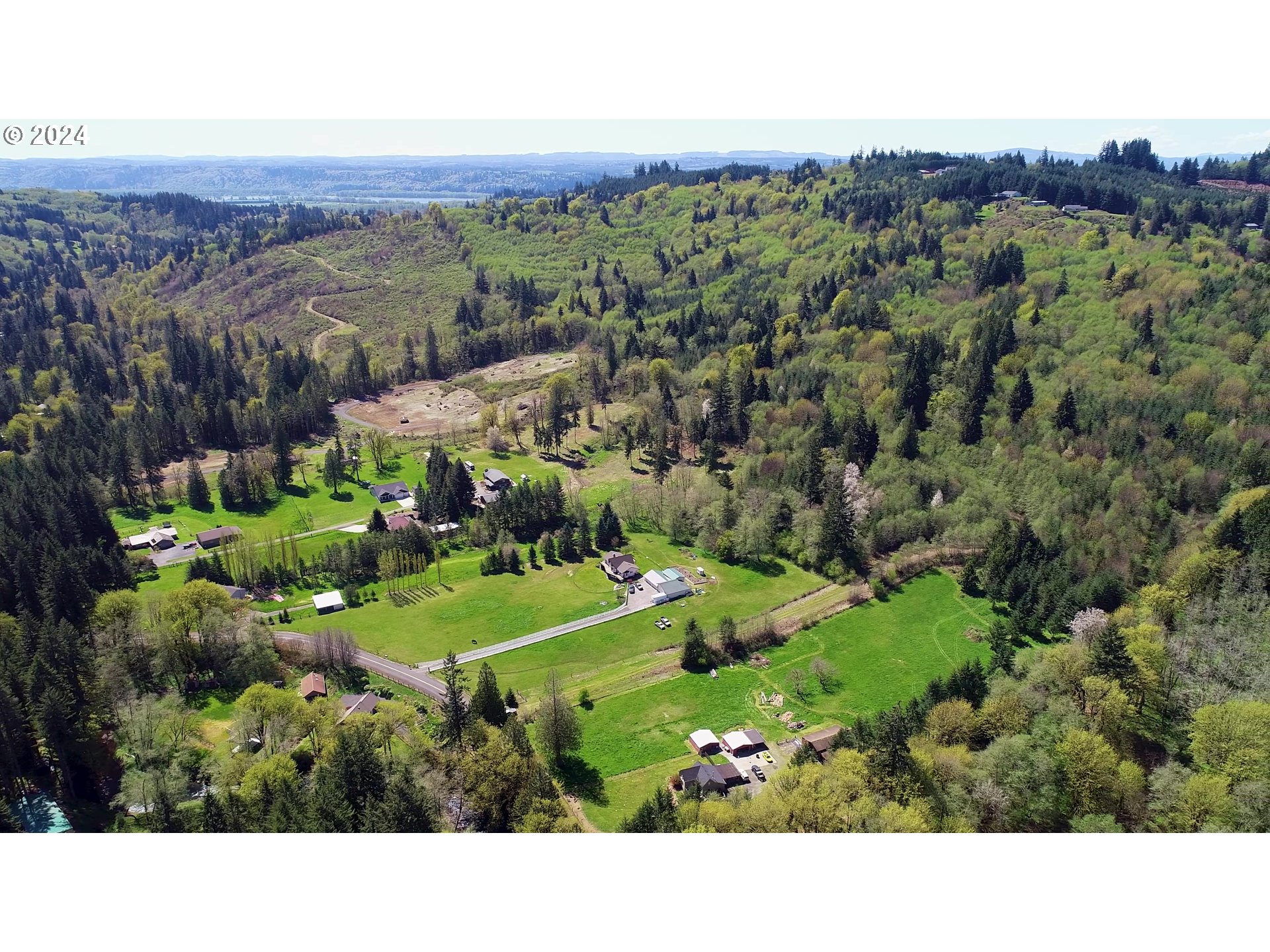 a view of a lush green field