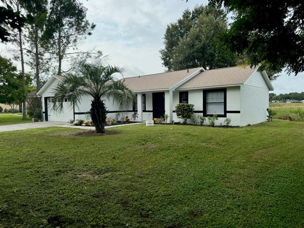 a view of a house with a backyard