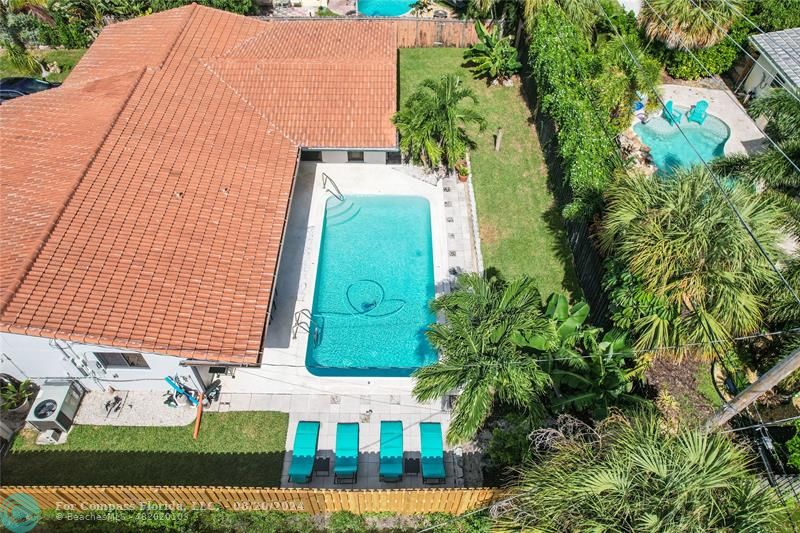 an aerial view of a house