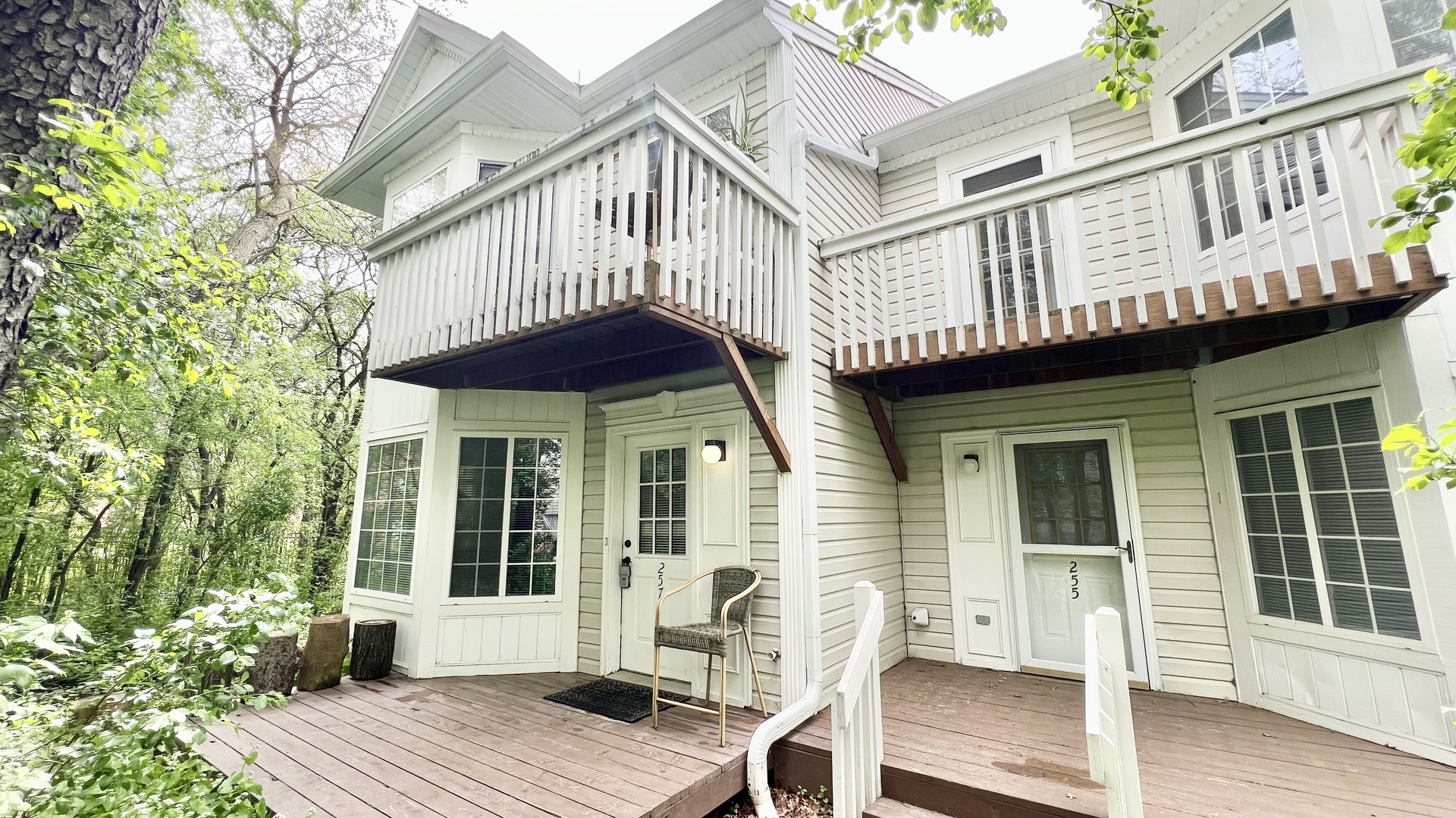 a front view of a house with a balcony