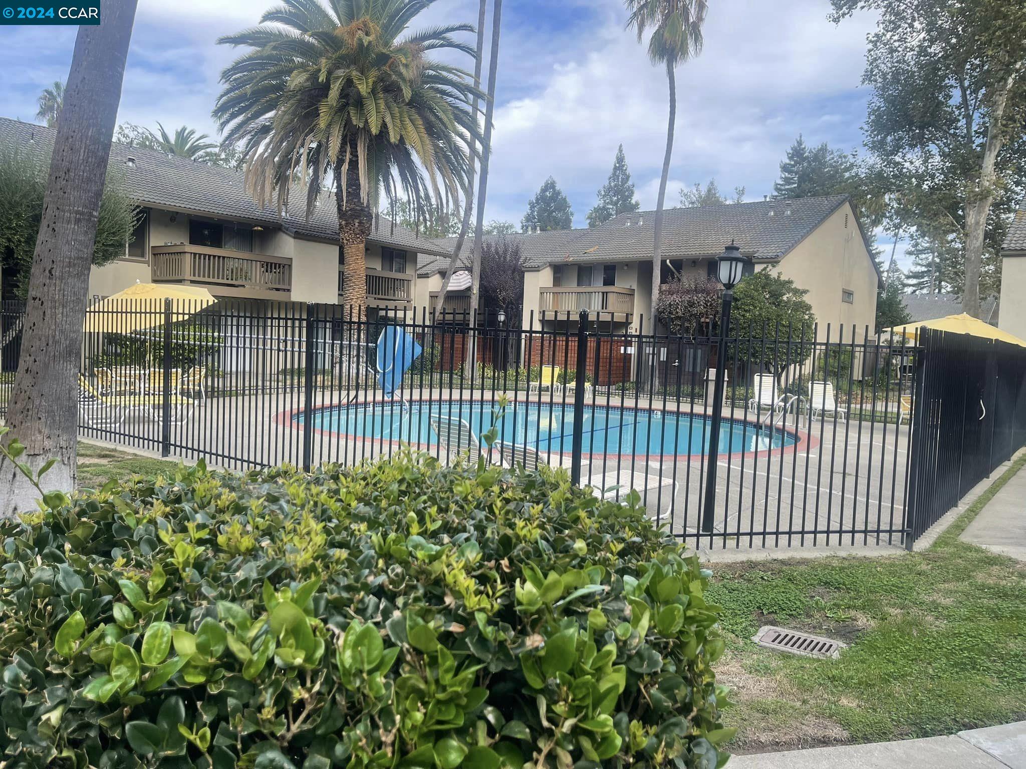 a view of a house with a small yard and plants