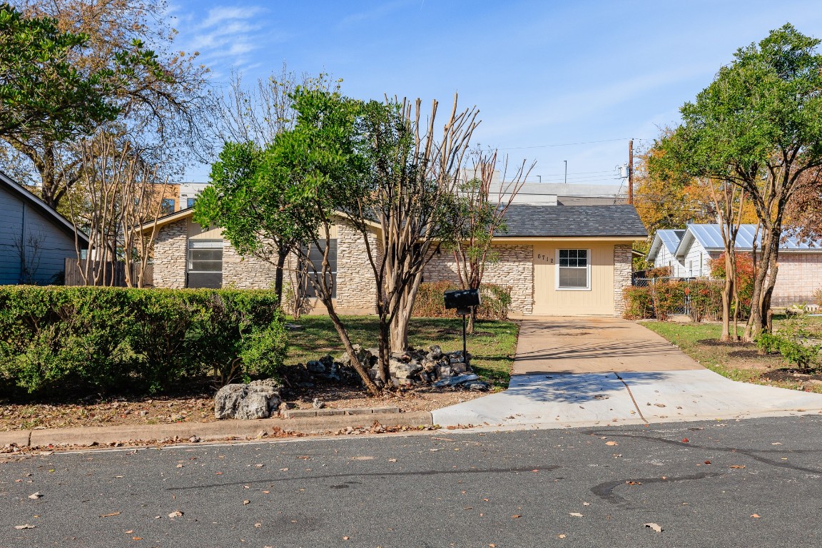 a front view of a house with a yard and tree