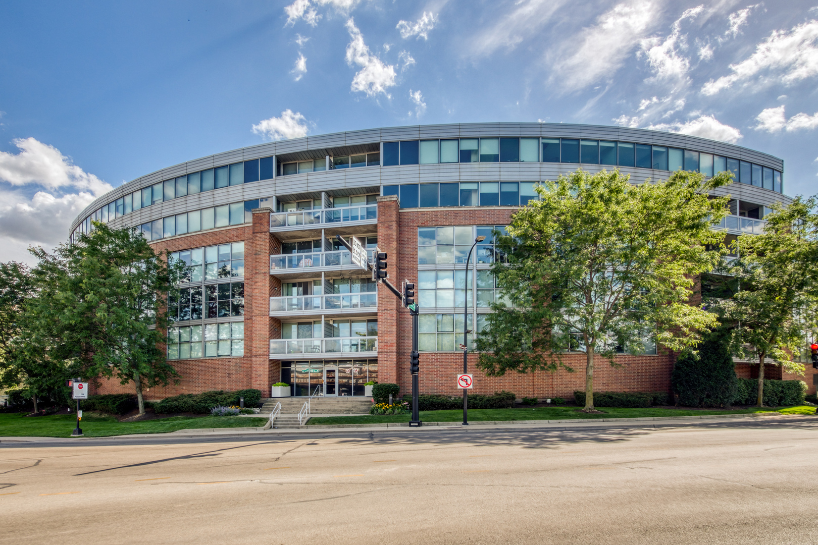 a front view of a building