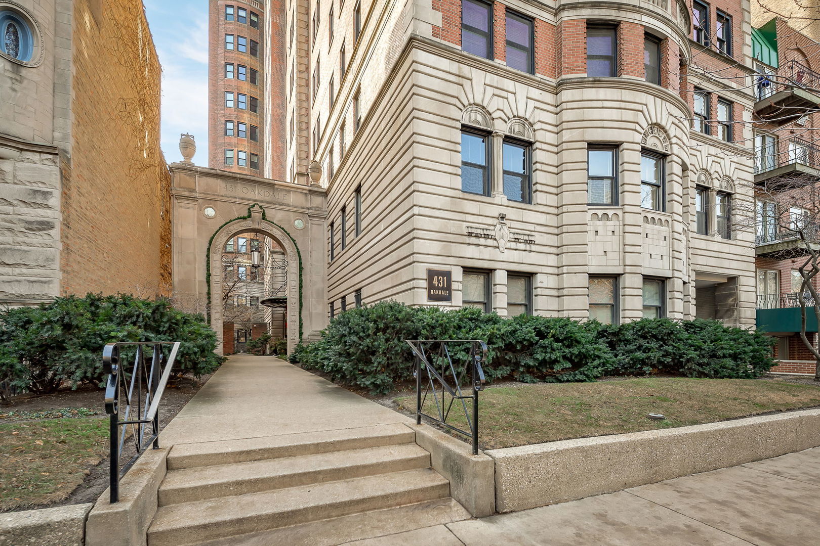 a front view of a multi story residential apartment building