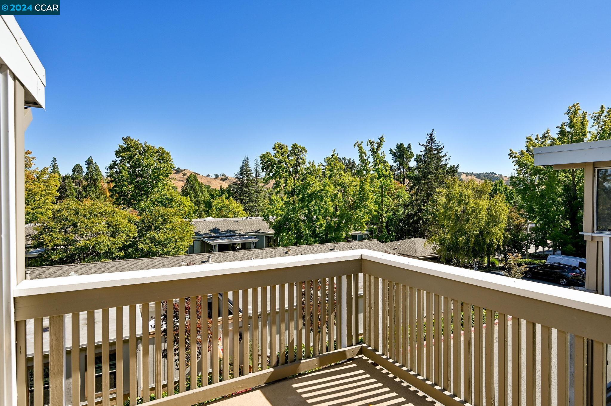 a balcony with street view