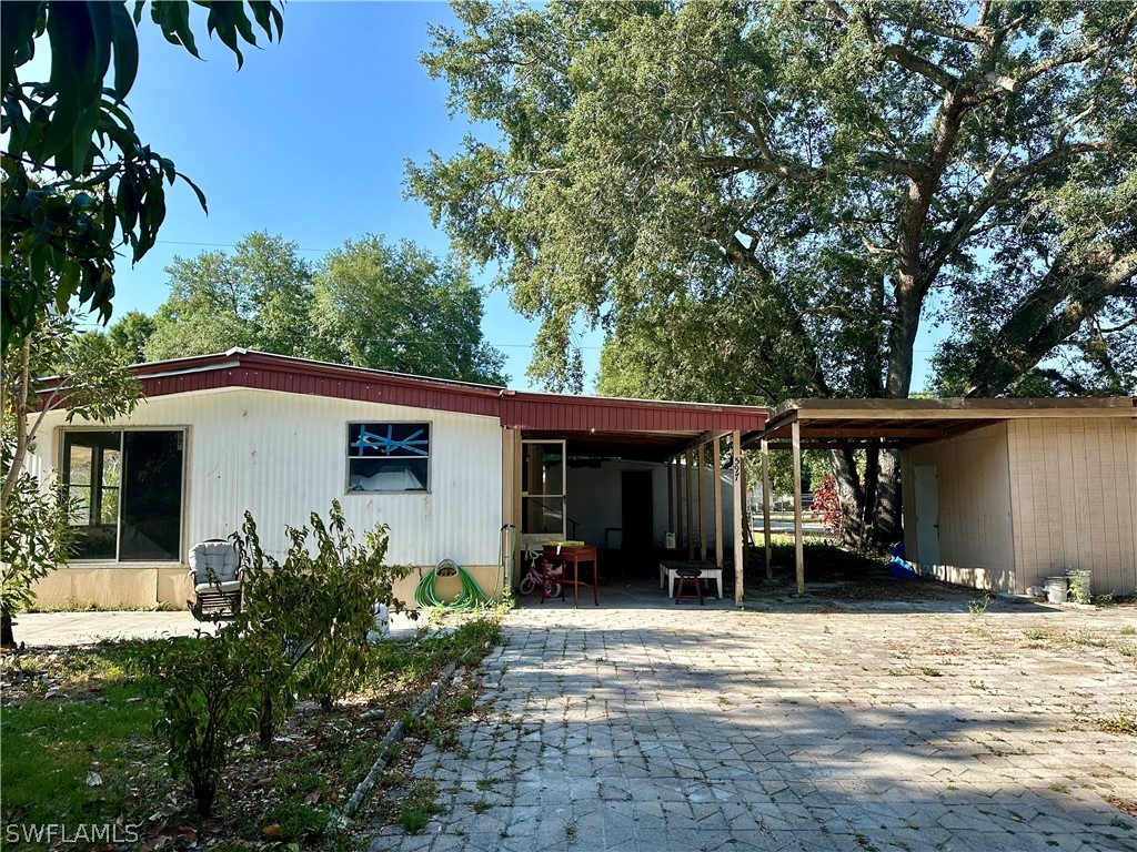 a house view with a garden space