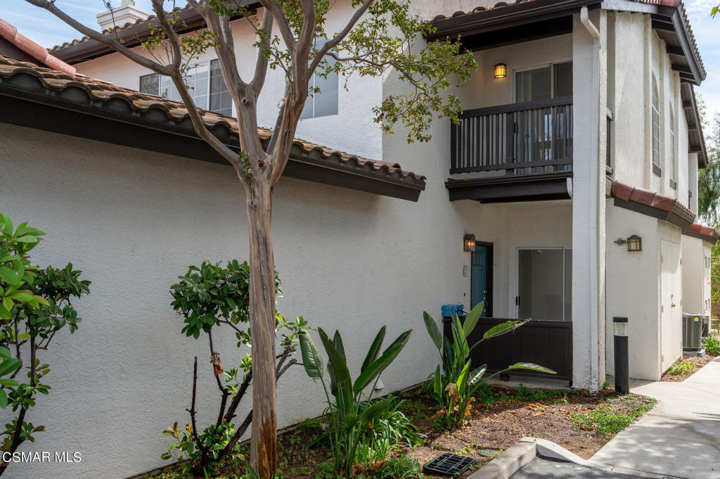 a house with a plant in front of it