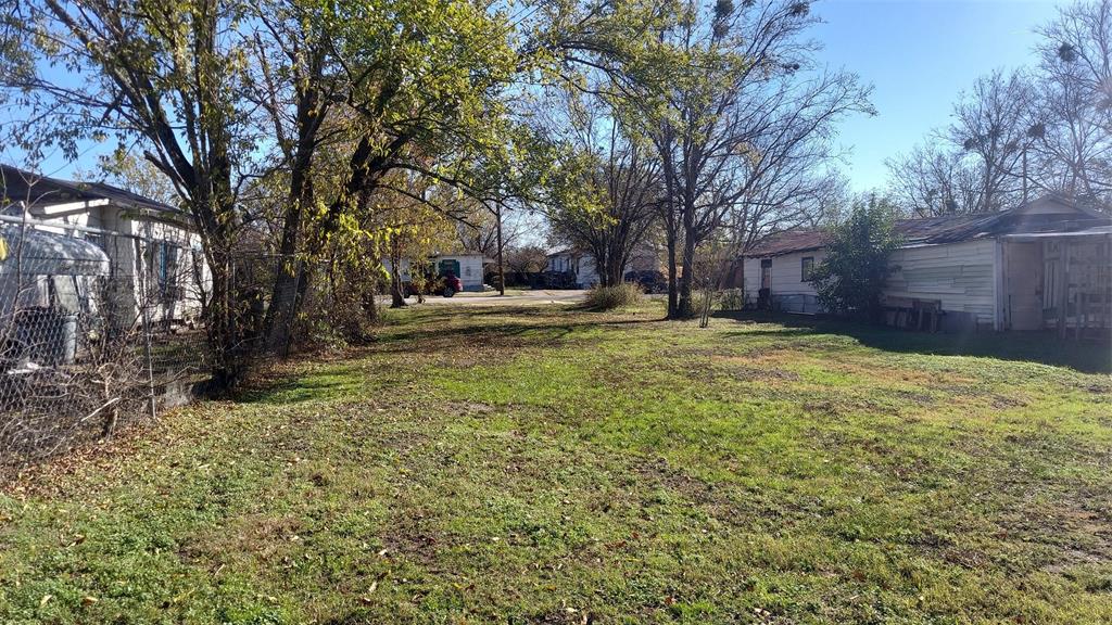 a view of a yard with a tree