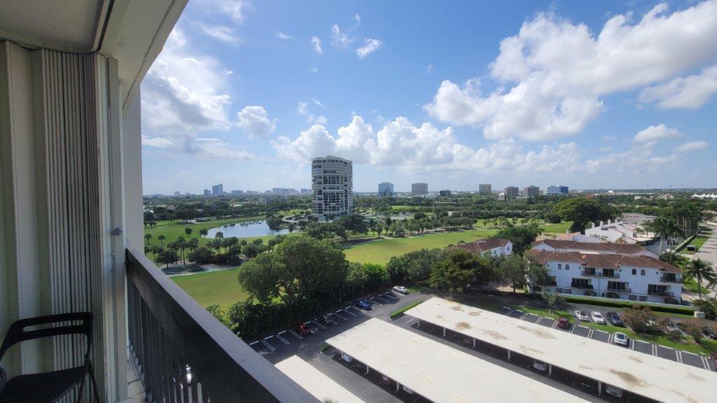 a view of a city from a balcony