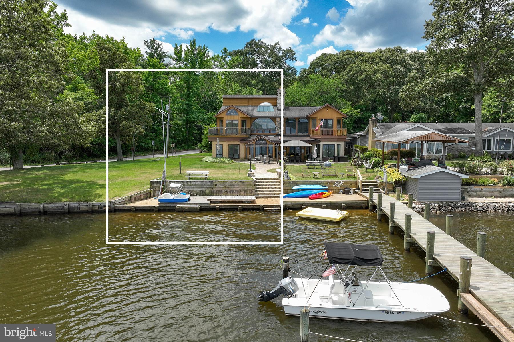 a view of a lake with a house