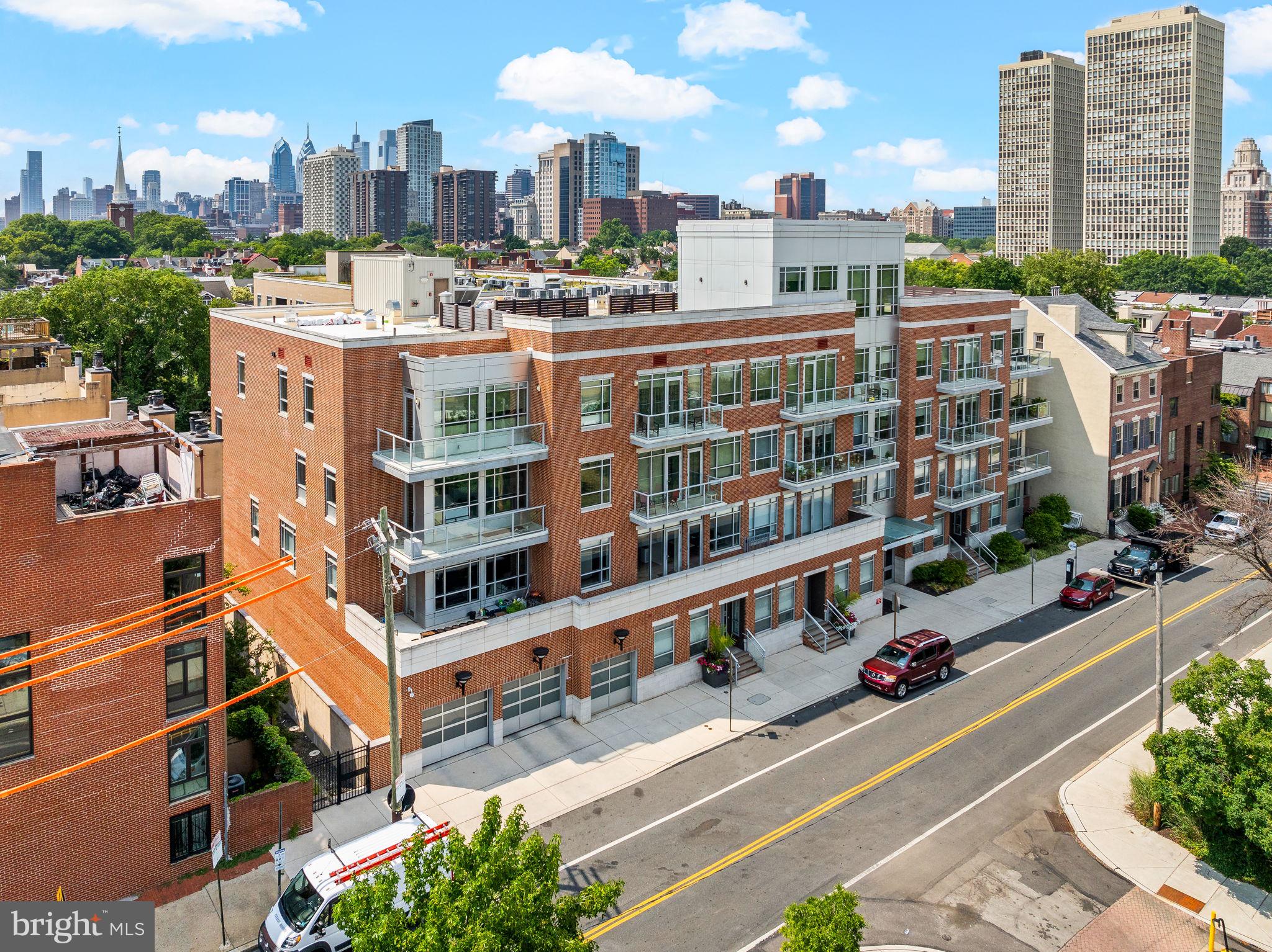 a large building with a city street