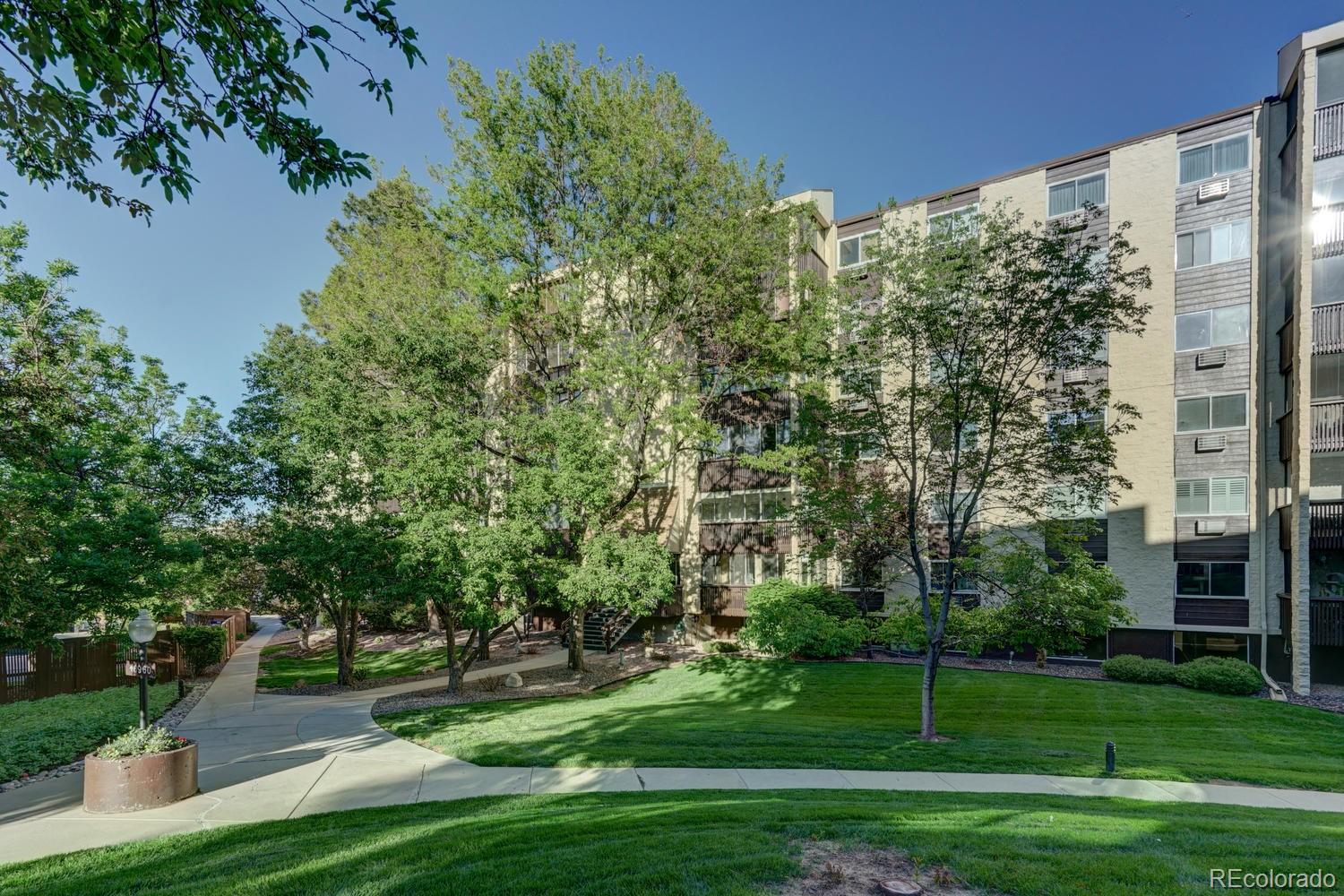 a view of a building with garden