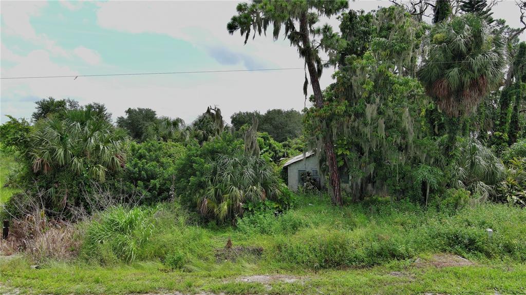 a view of a lake with a yard