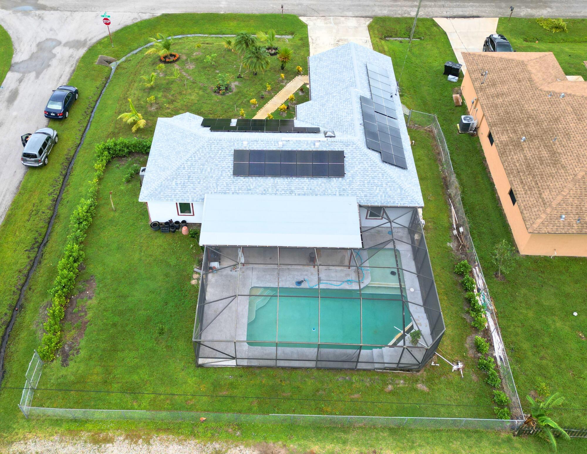 an aerial view of a house