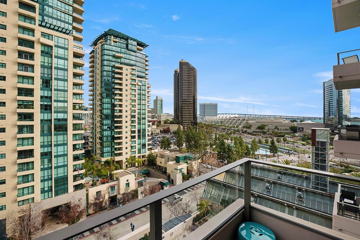 a view of balcony with city view