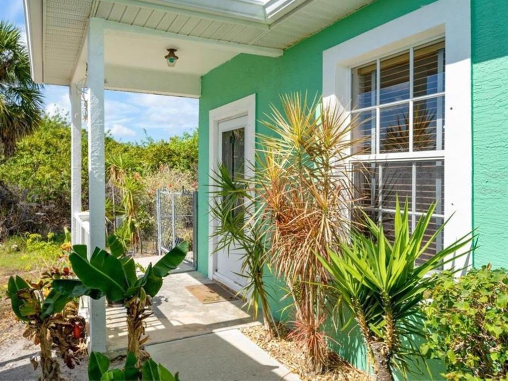 a plant in front of a house