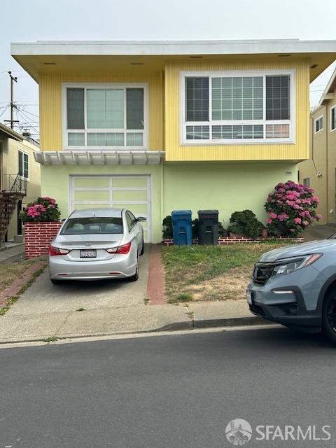 a car parked in front of a house