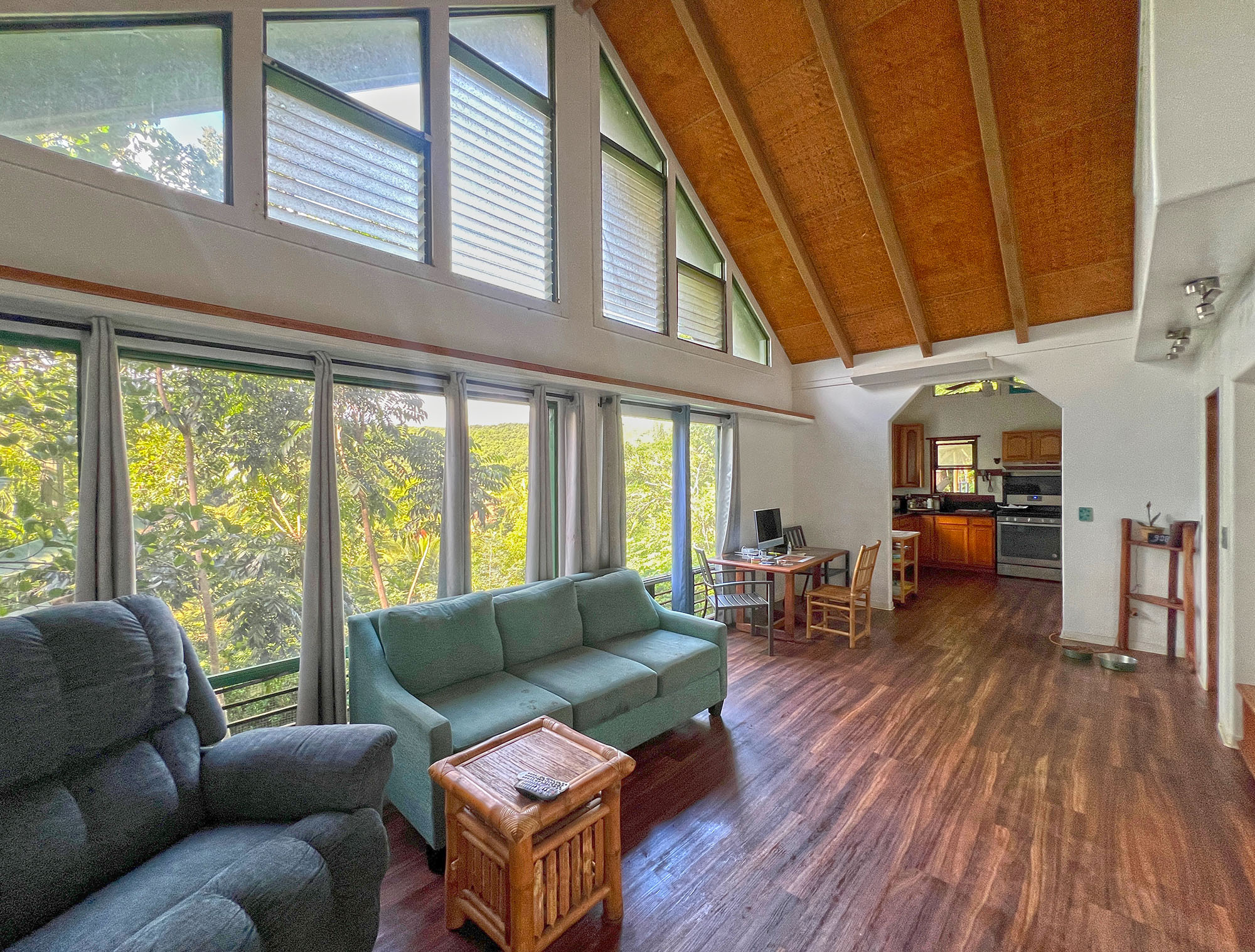 a living room with furniture a wooden floor and a window