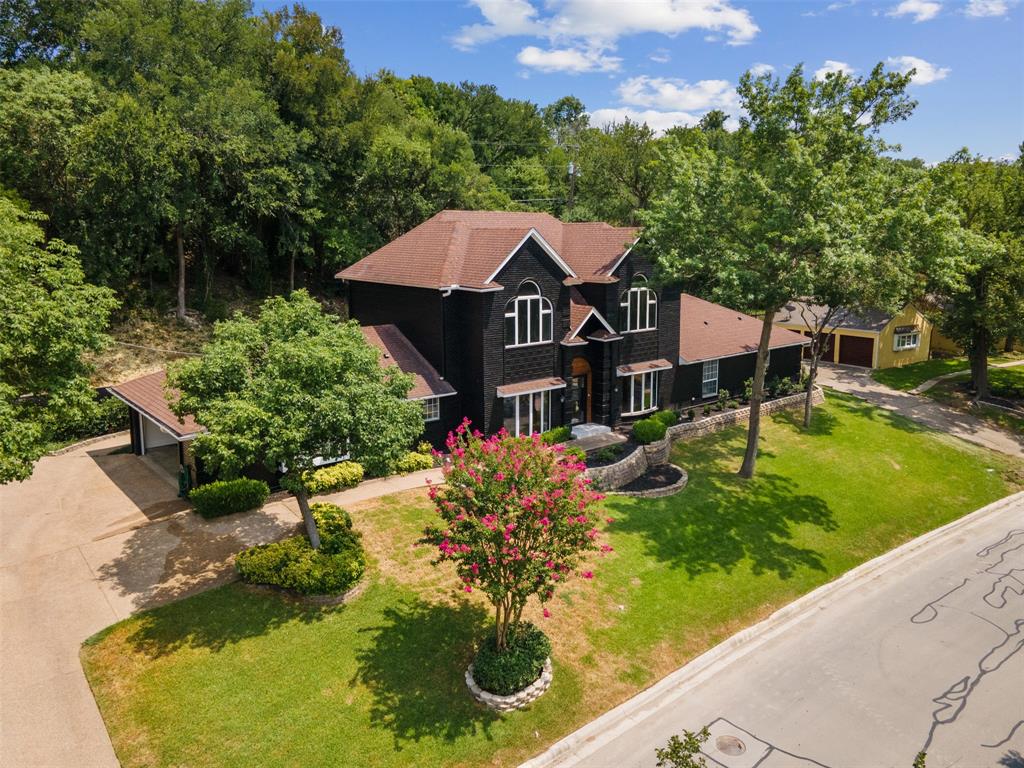 an aerial view of a house