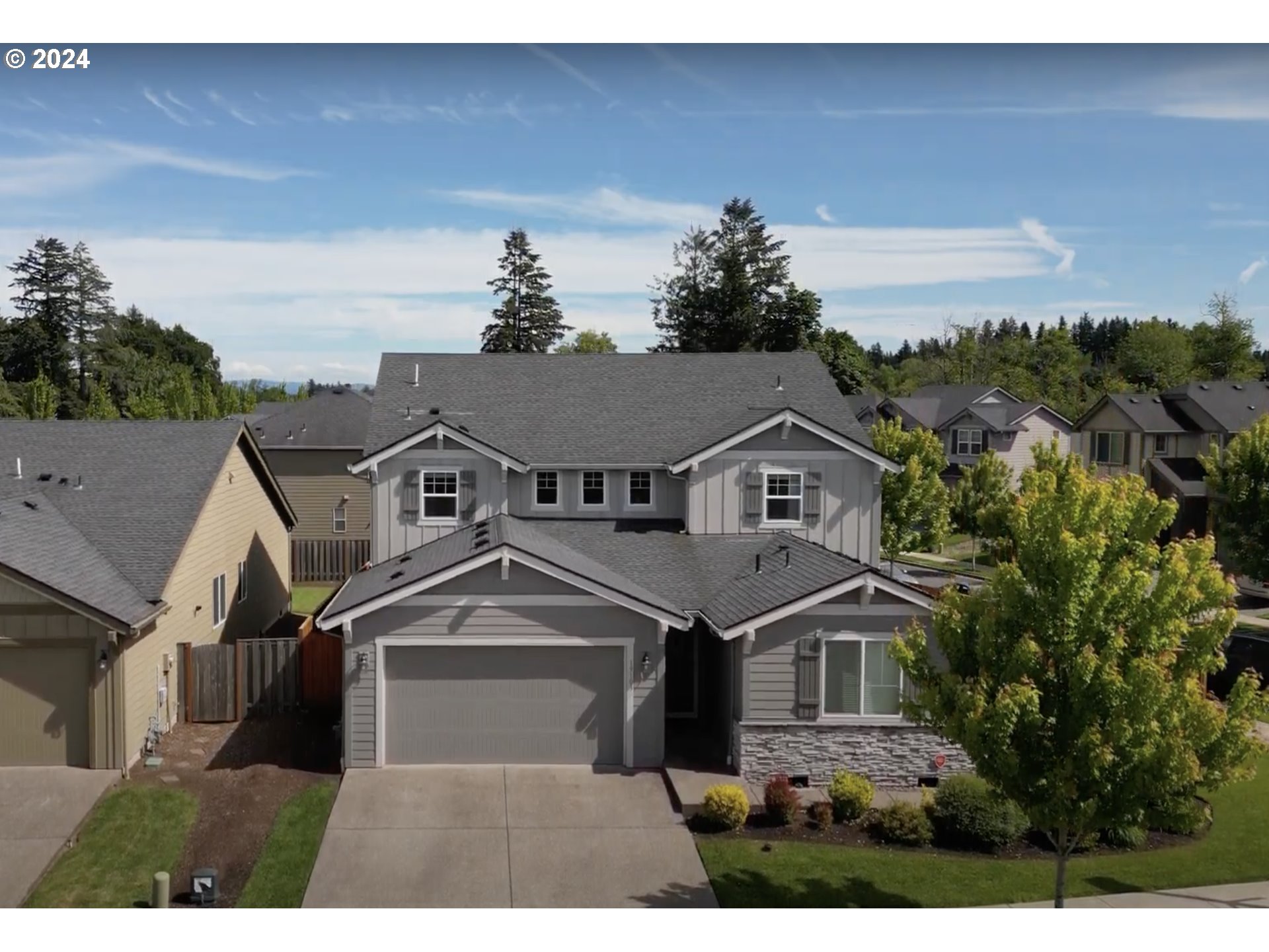 an aerial view of a house