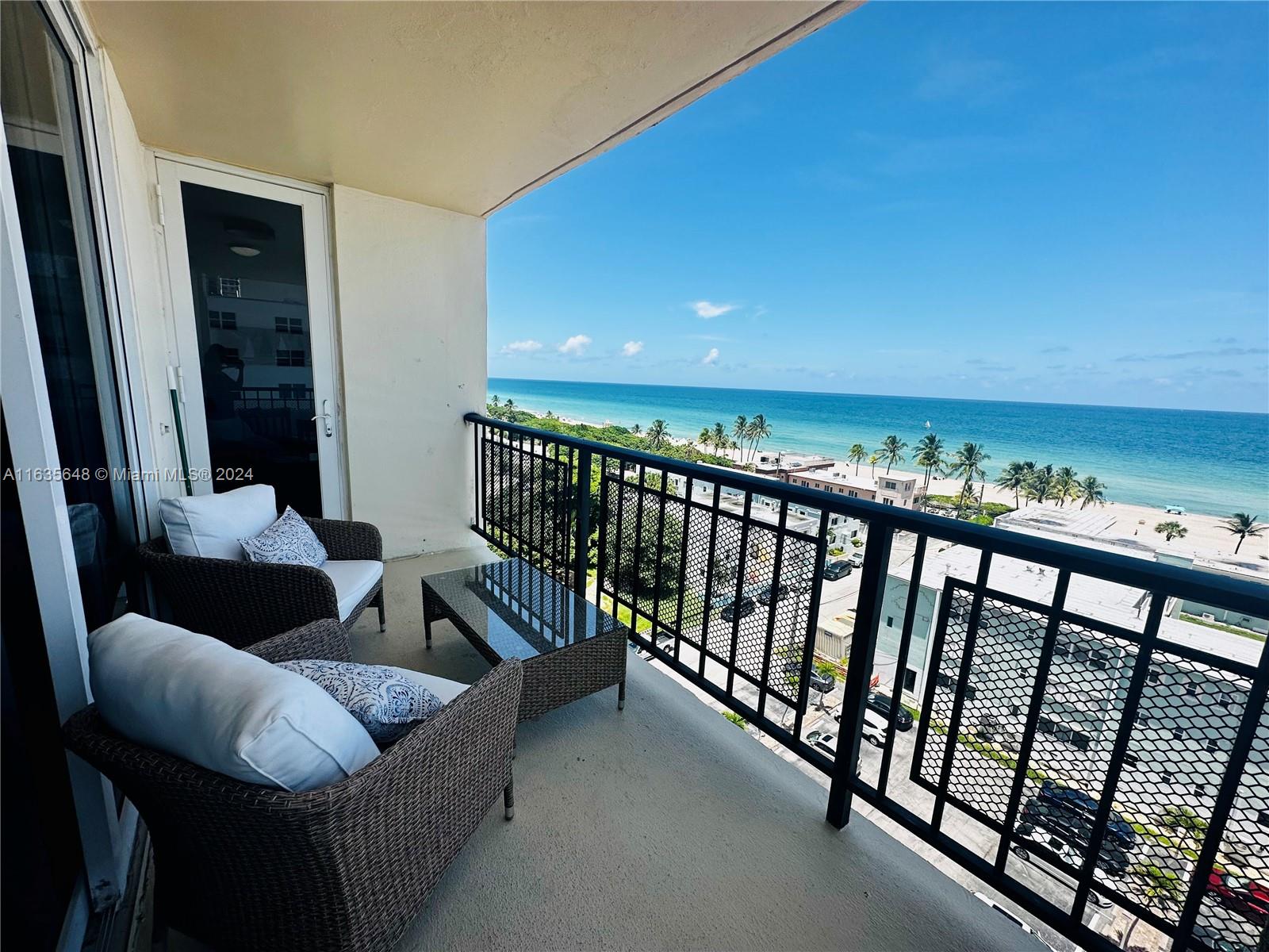 a balcony with furniture