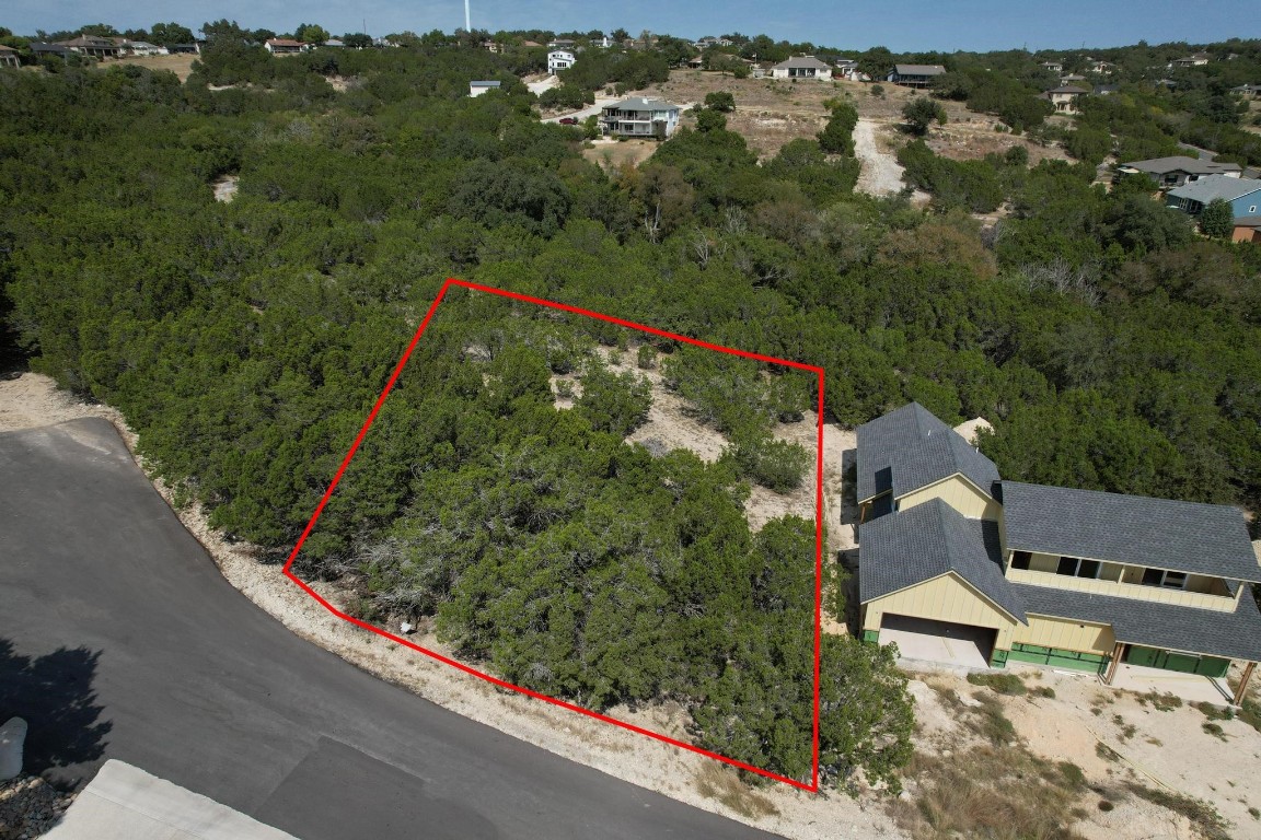 an aerial view of a house