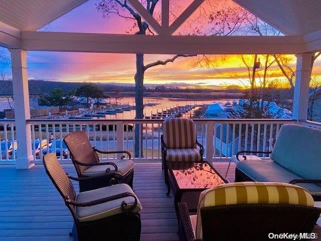 a balcony view with a couch