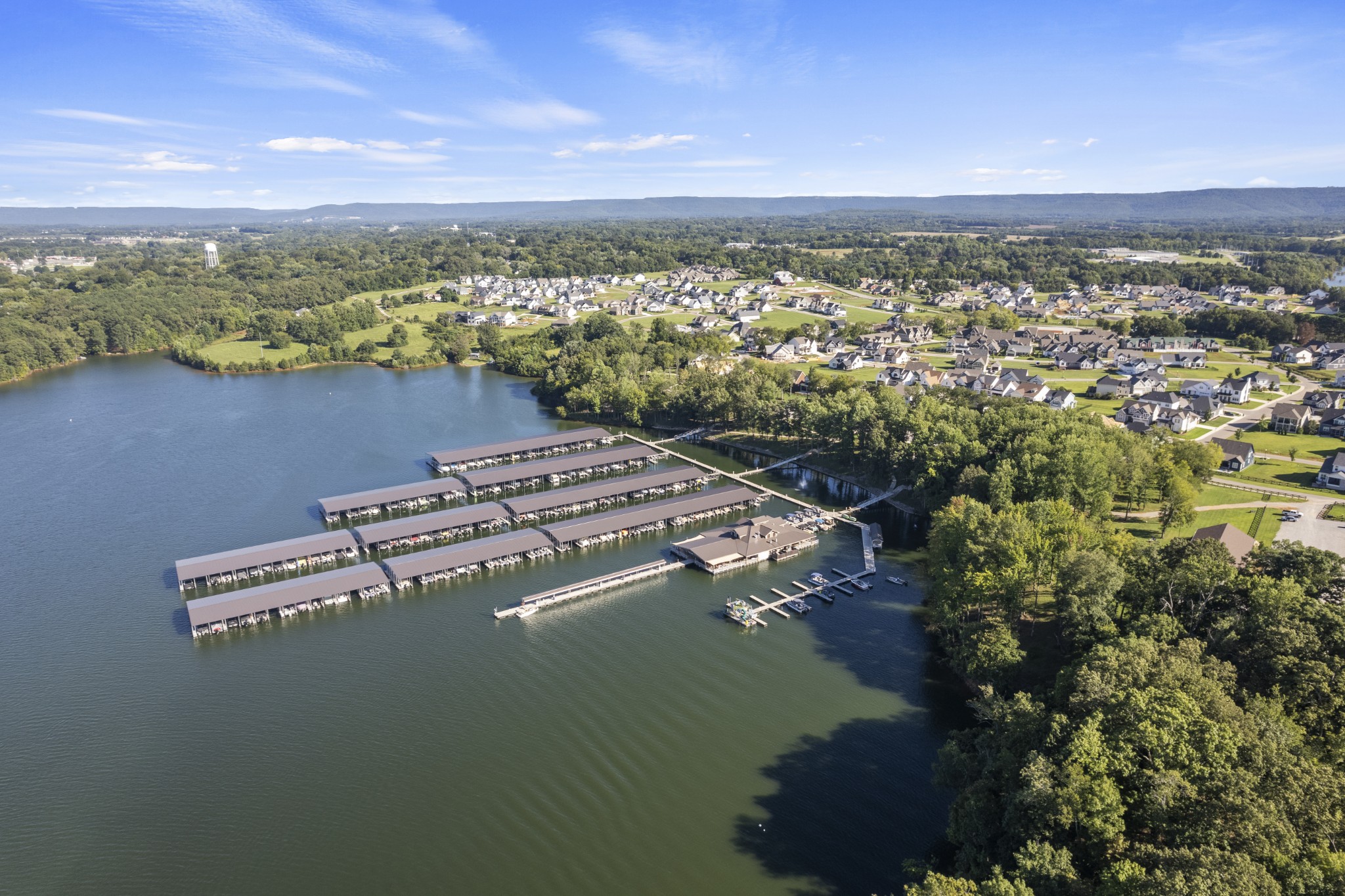 a view of lake with city view