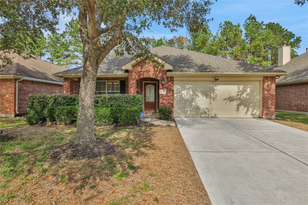 Stunning One Story Lennar Home  with a welcoming front porch, mature tree, and a well-maintained front lawn. Features a two-car garage and a spacious driveway. Located in a serene neighborhood with lush greenery, parks and trails.