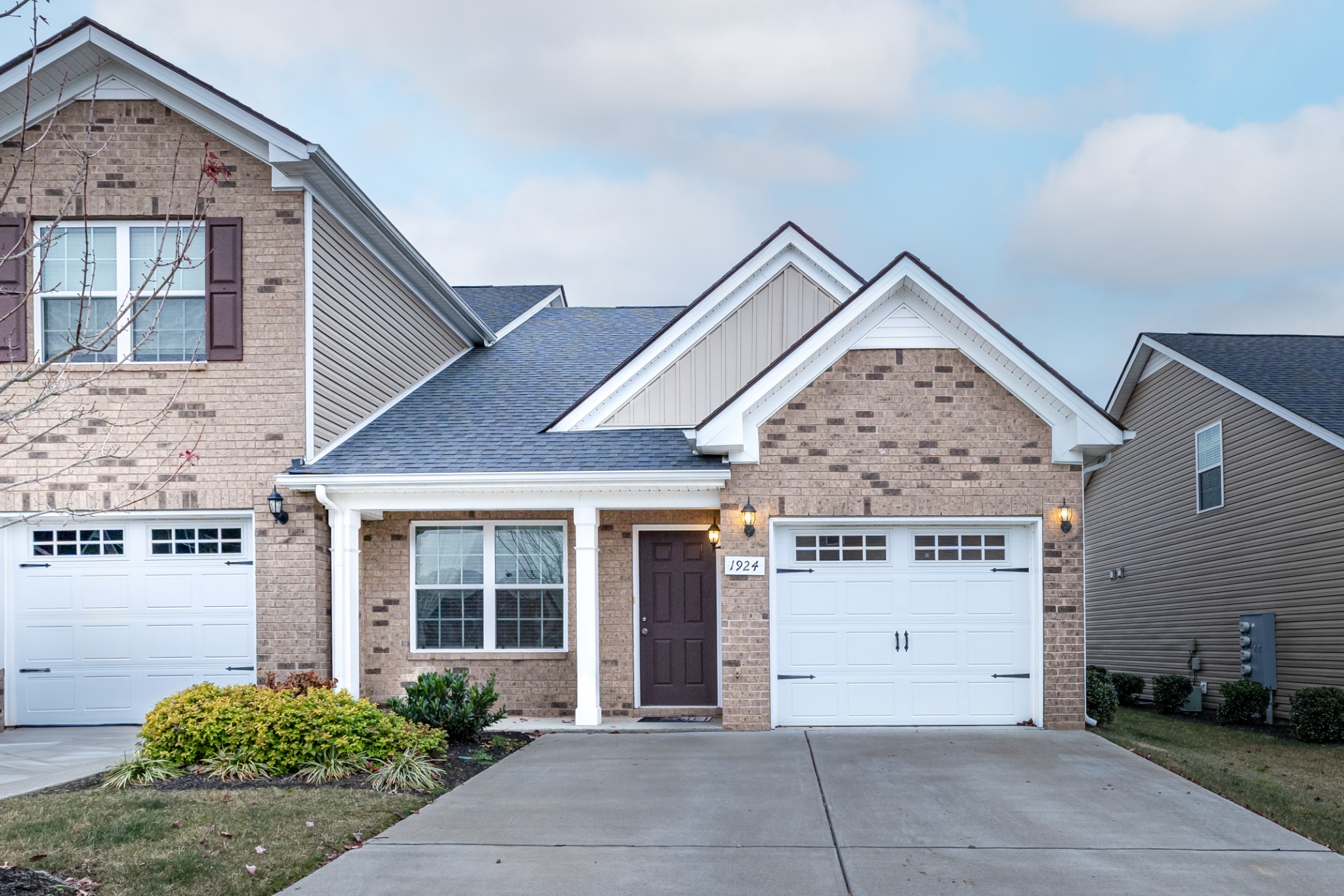 a view of a house with a garage