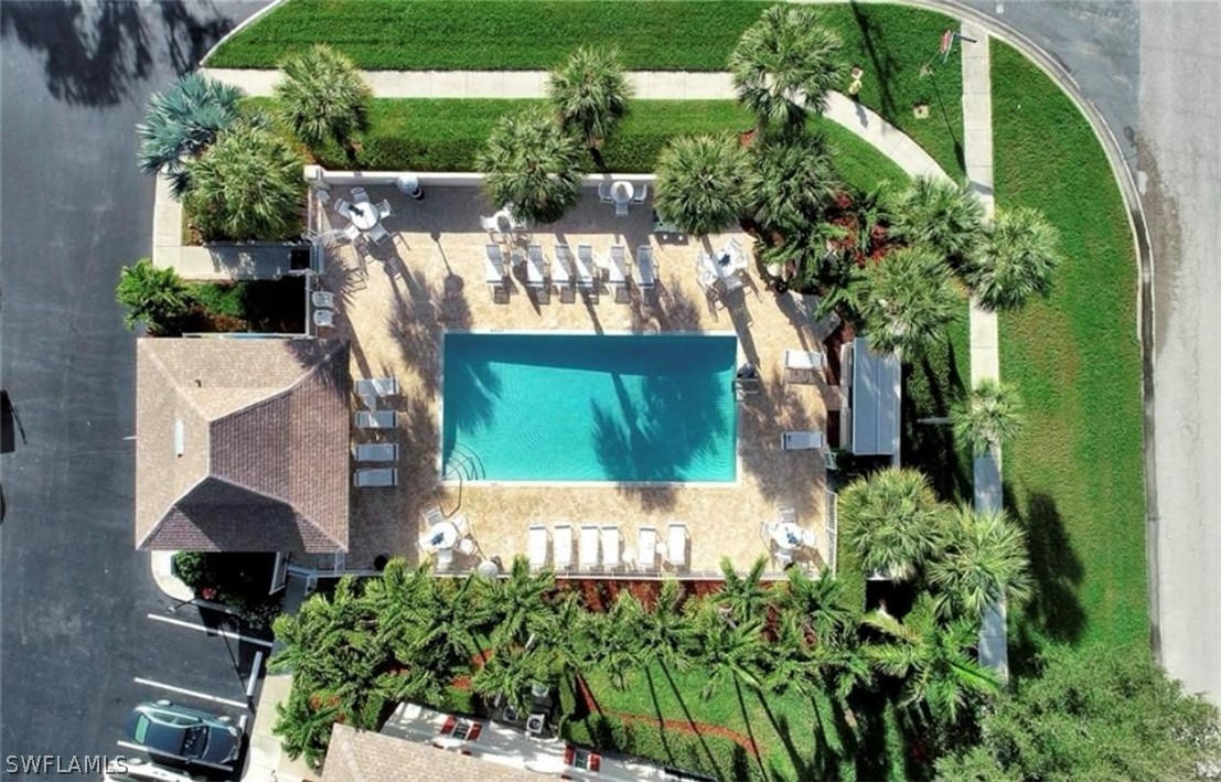 an outdoor view with patio