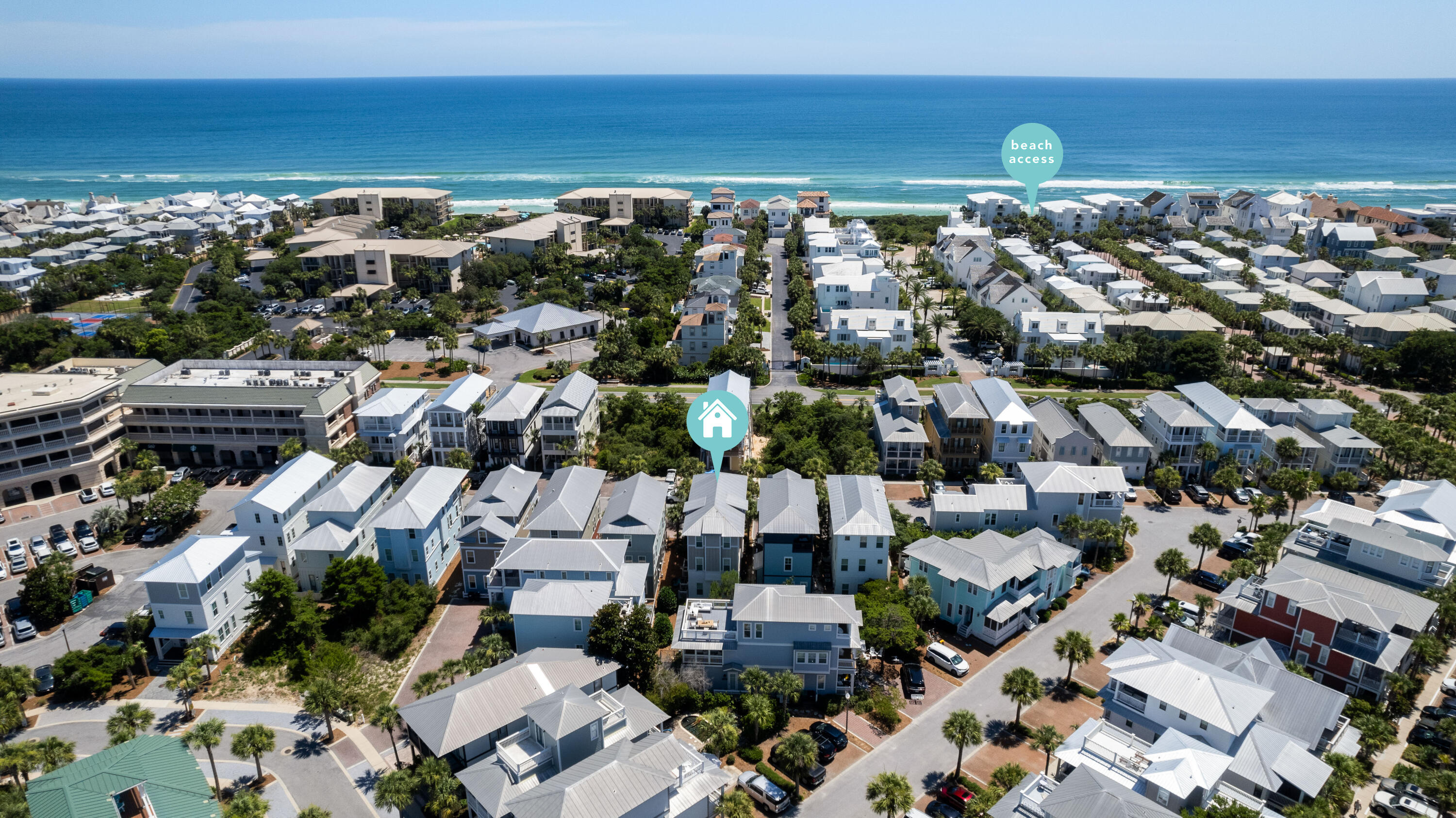 an aerial view of multiple house