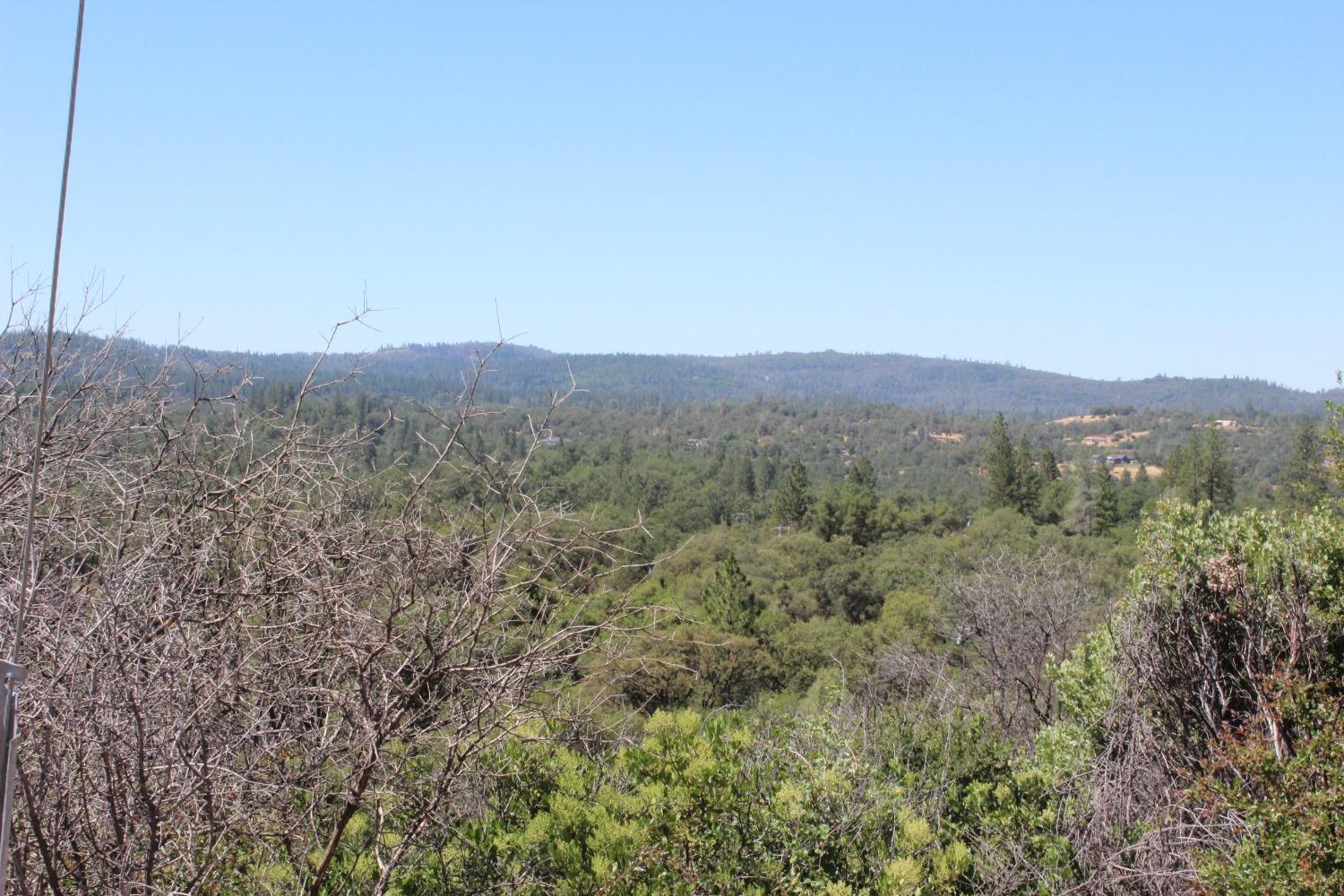 a view of a mountain range with trees in the background