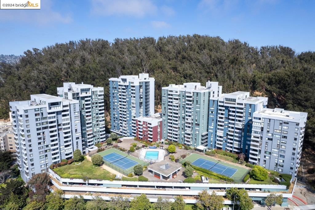 a view of a city with tall buildings