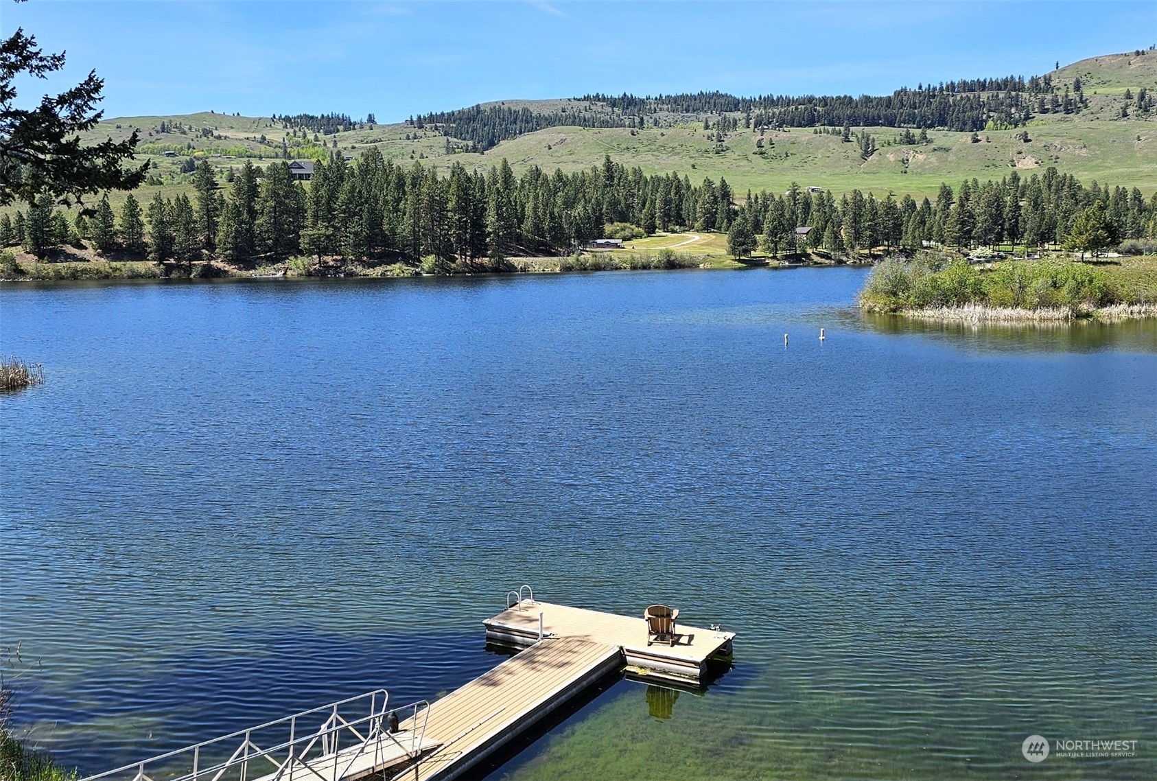 a view of a lake with mountain view