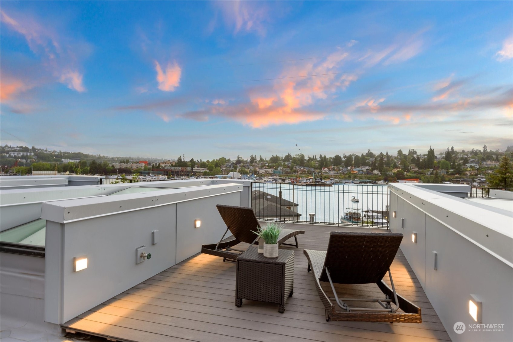 a view of a terrace with seating space