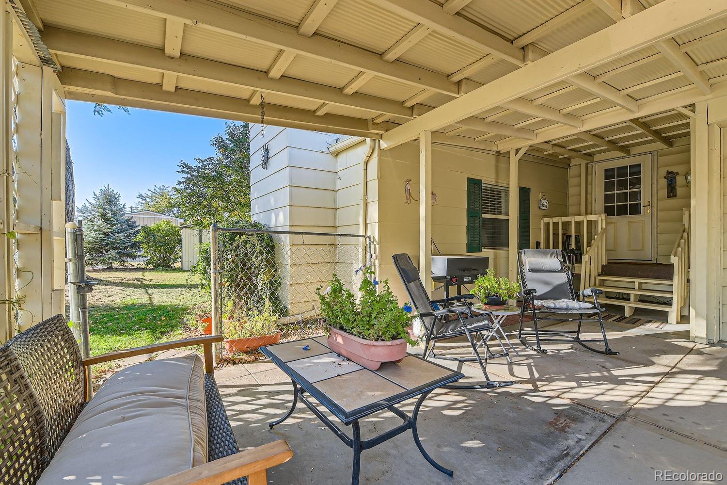 a outdoor space with furniture